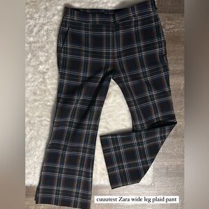 Zara wide leg cropped plaid pant